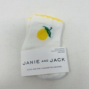 Janie and Jack Baby Girls‎ 0-3 Months Lemon Print Scalloped Ankle Socks in White